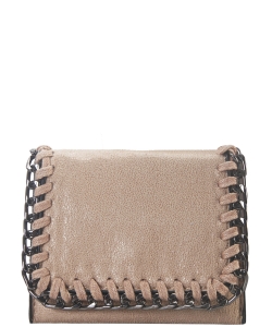 Chain Accent Mettalic Card Case Wallet OL-201 TAUPE